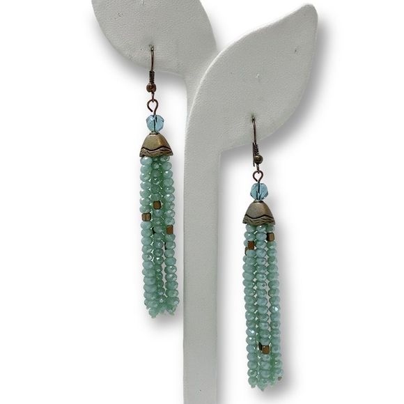 Boho Bohemian Beaded Tassel Drop Hook Retro Earrings - Picture 2 of 5